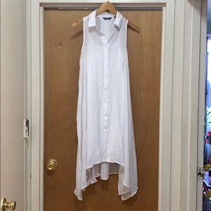 White asymmetrical linen dress